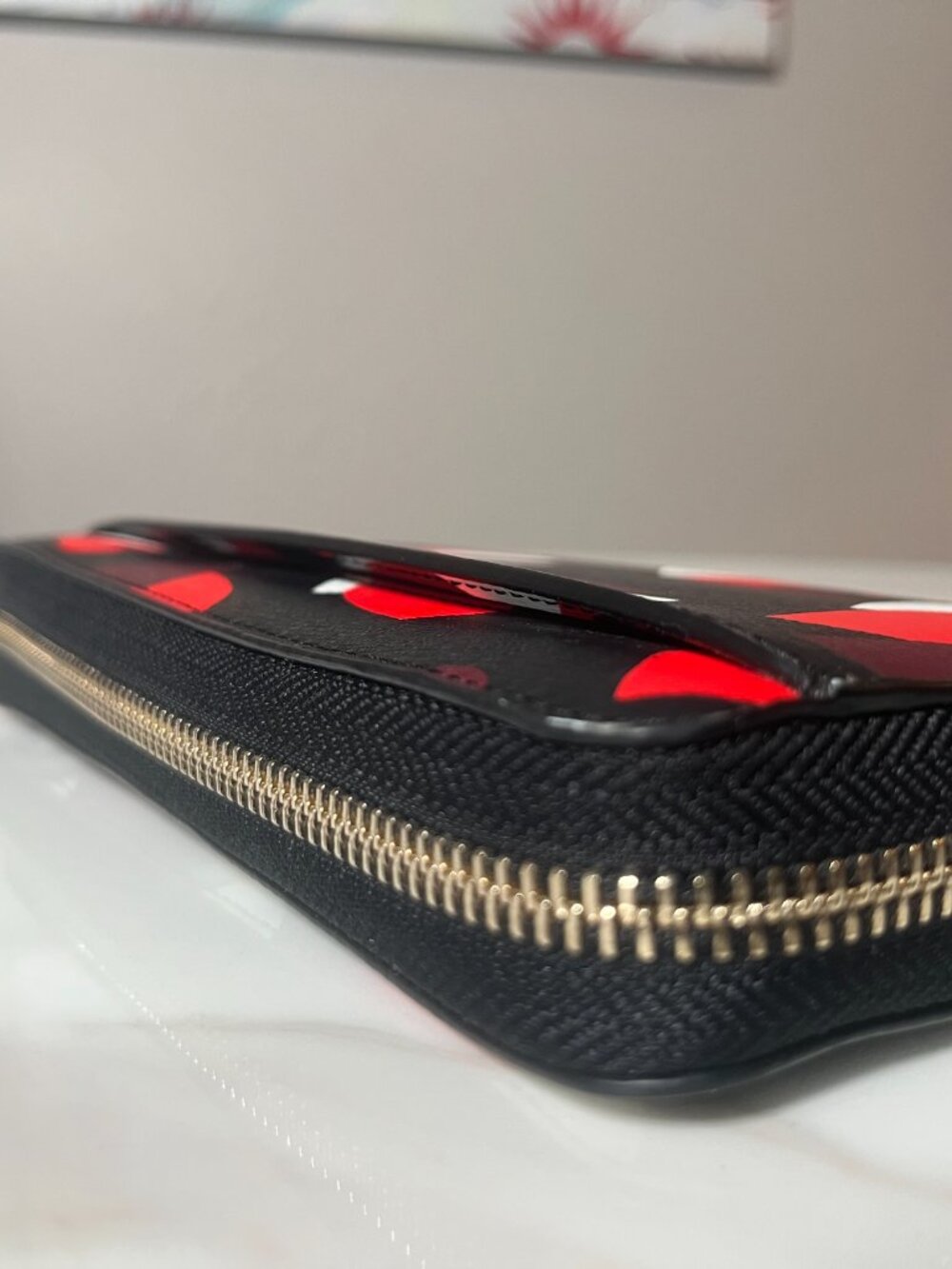 kate spade Black Wallet with Red, White & Burgundy Hearts - Picture 6 of 11